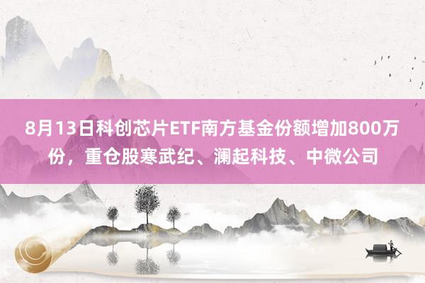 8月13日科创芯片ETF南方基金份额增加800万份，重仓股寒武纪、澜起科技、中微公司