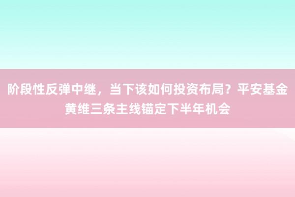 阶段性反弹中继，当下该如何投资布局？平安基金黄维三条主线锚定下半年机会