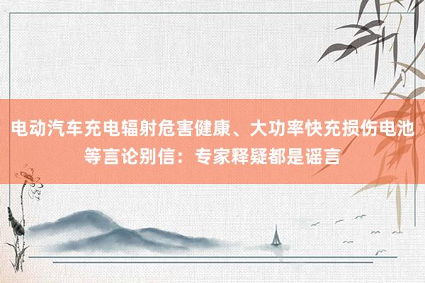 电动汽车充电辐射危害健康、大功率快充损伤电池等言论别信：专家释疑都是谣言