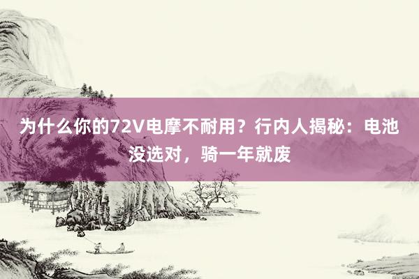 为什么你的72V电摩不耐用?行内人揭秘:电池没选对,骑一年就废