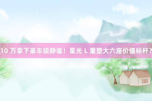 10 万拿下豪车级静谧！星光 L 重塑大六座价值标杆？
