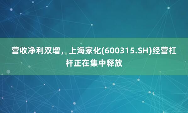 营收净利双增，上海家化(600315.SH)经营杠杆正在集中释放