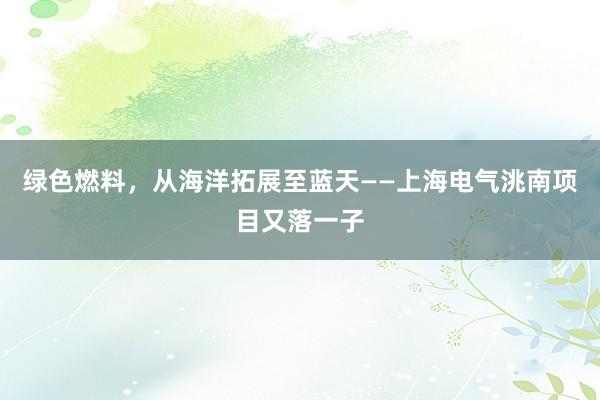 绿色燃料，从海洋拓展至蓝天——上海电气洮南项目又落一子