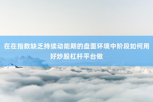 在在指数缺乏持续动能期的盘面环境中阶段如何用好炒股杠杆平台做