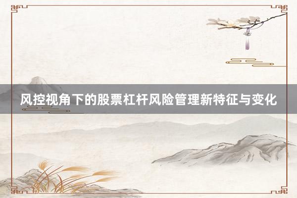 风控视角下的股票杠杆风险管理新特征与变化