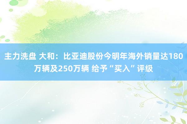 主力洗盘 大和：比亚迪股份今明年海外销量达180万辆及250万辆 给予“买入”评级
