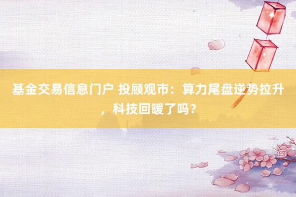 基金交易信息门户 投顾观市：算力尾盘逆势拉升，科技回暖了吗？