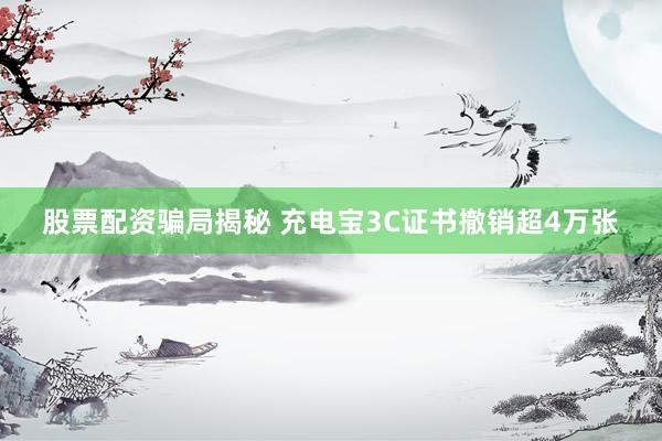 股票配资骗局揭秘 充电宝3C证书撤销超4万张