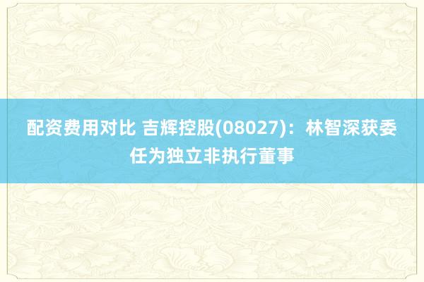 配资费用对比 吉辉控股(08027)：林智深获委任为独立非执行董事